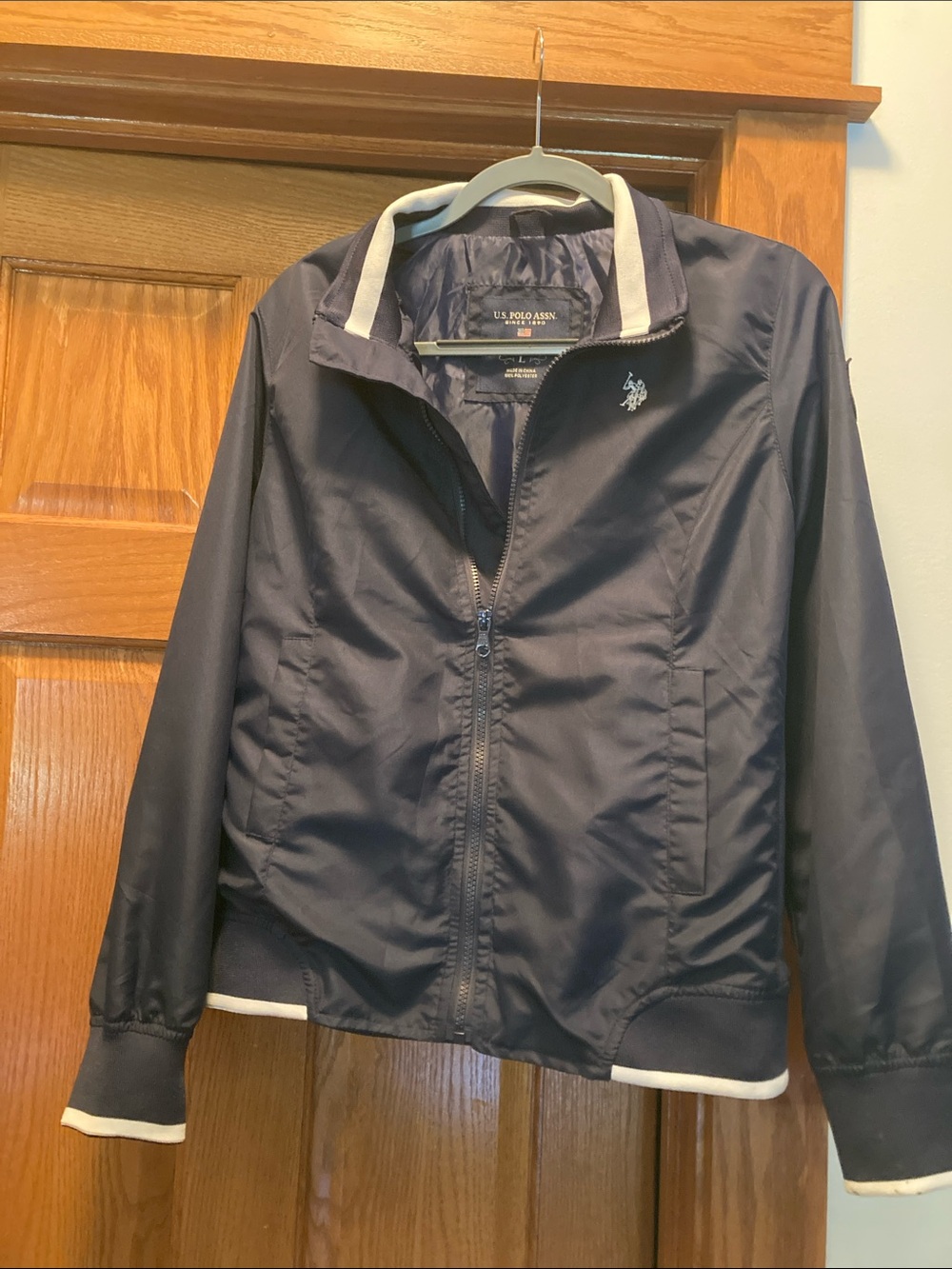 U.S. Polo Assn. Navy Bomber Jacket with Cream Trim